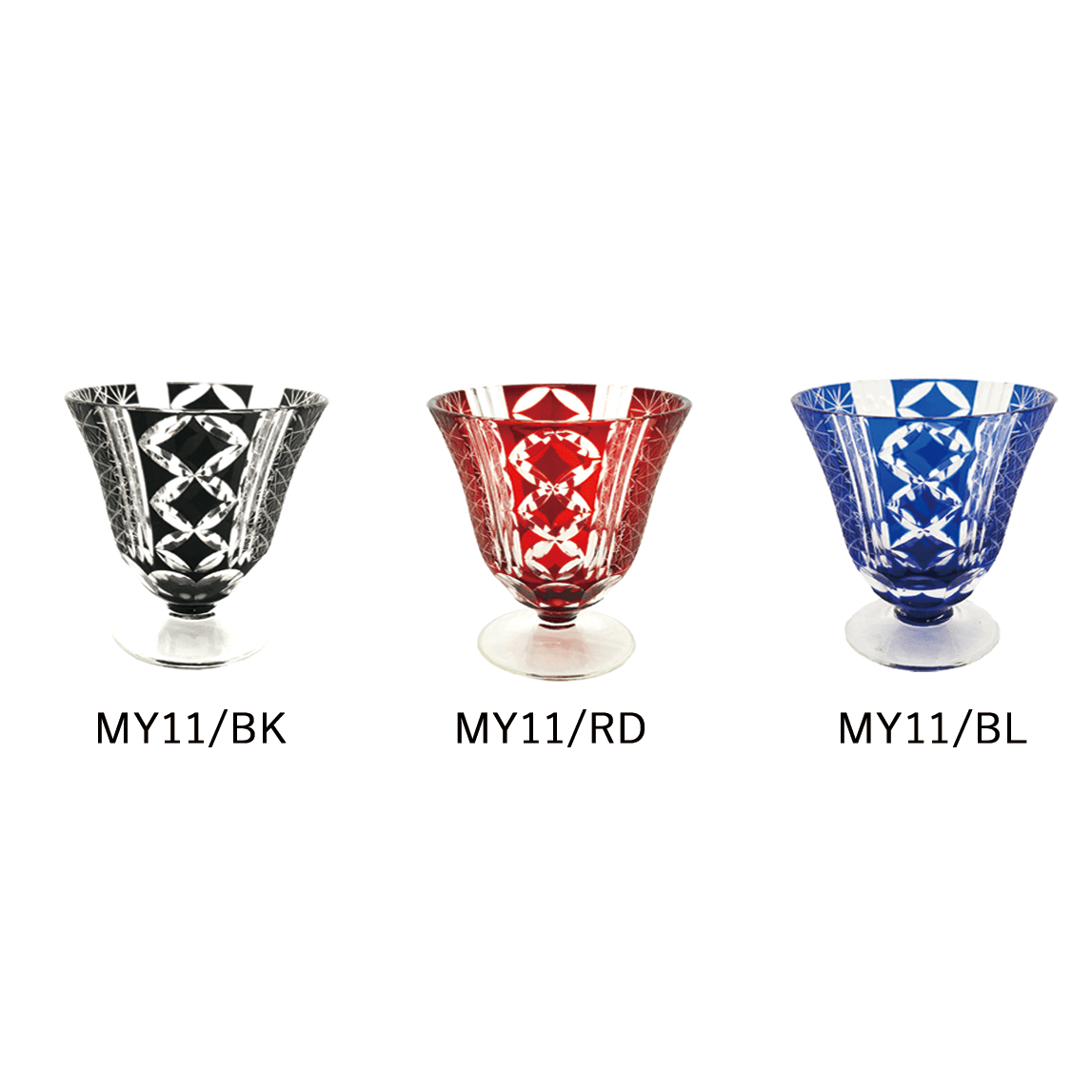 切子足付酒カップ 七宝 MY11 MY11/BL