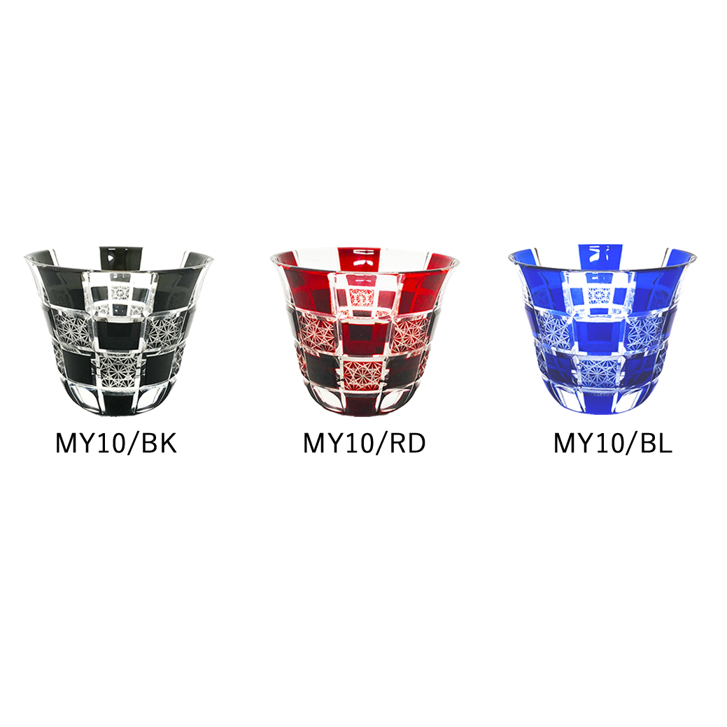 切子猪口 刺子市松 MY10 MY10/BL