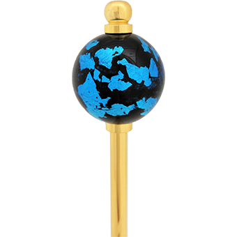 Glass bead hairpin with gold bar