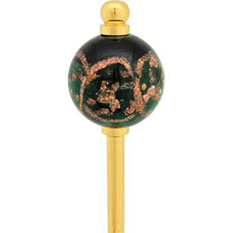 Glass bead hairpin with gold bar