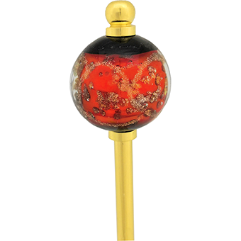 Glass bead hairpin with gold bar
