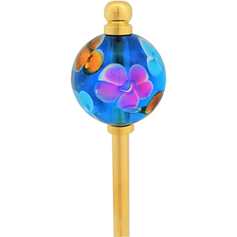 Glass bead hairpin with gold bar