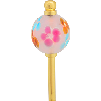 Glass bead hairpin with gold bar