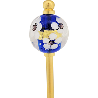 Glass bead hairpin with gold bar