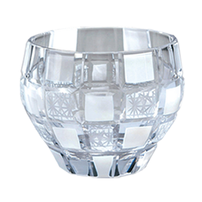 Cut glass sake cup, sashiko checkered pattern AS34
