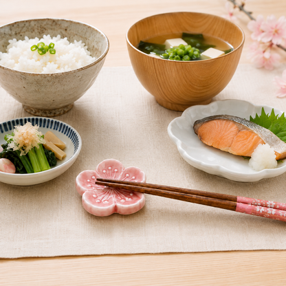 陶器製箸置き 桜ピンク