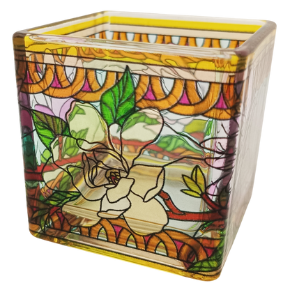 ステンドグラス風キャンドルホルダー6cmパールローズMTL002