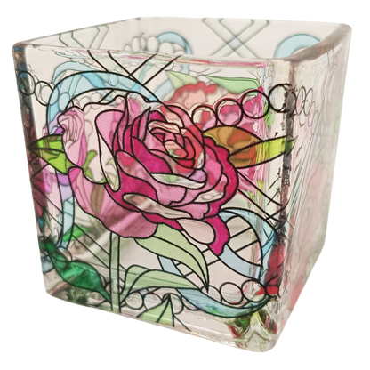 ステンドグラス風キャンドルホルダー6cmショコラローズMTL003