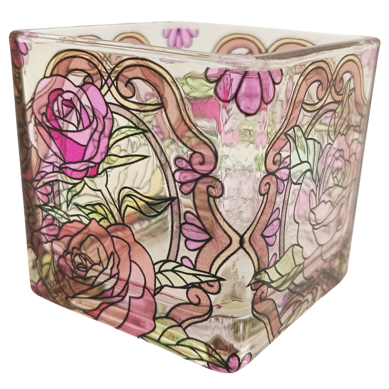 ステンドグラス風キャンドルホルダー6cmペオニーMTL004