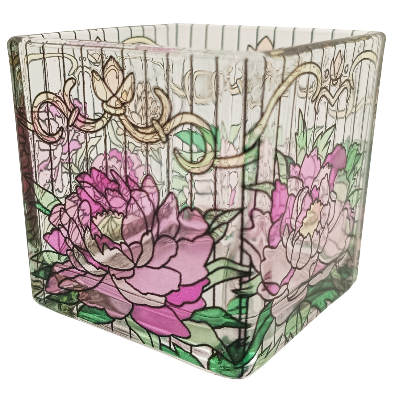 ステンドグラス風キャンドルホルダー6cmアジサイMTL005