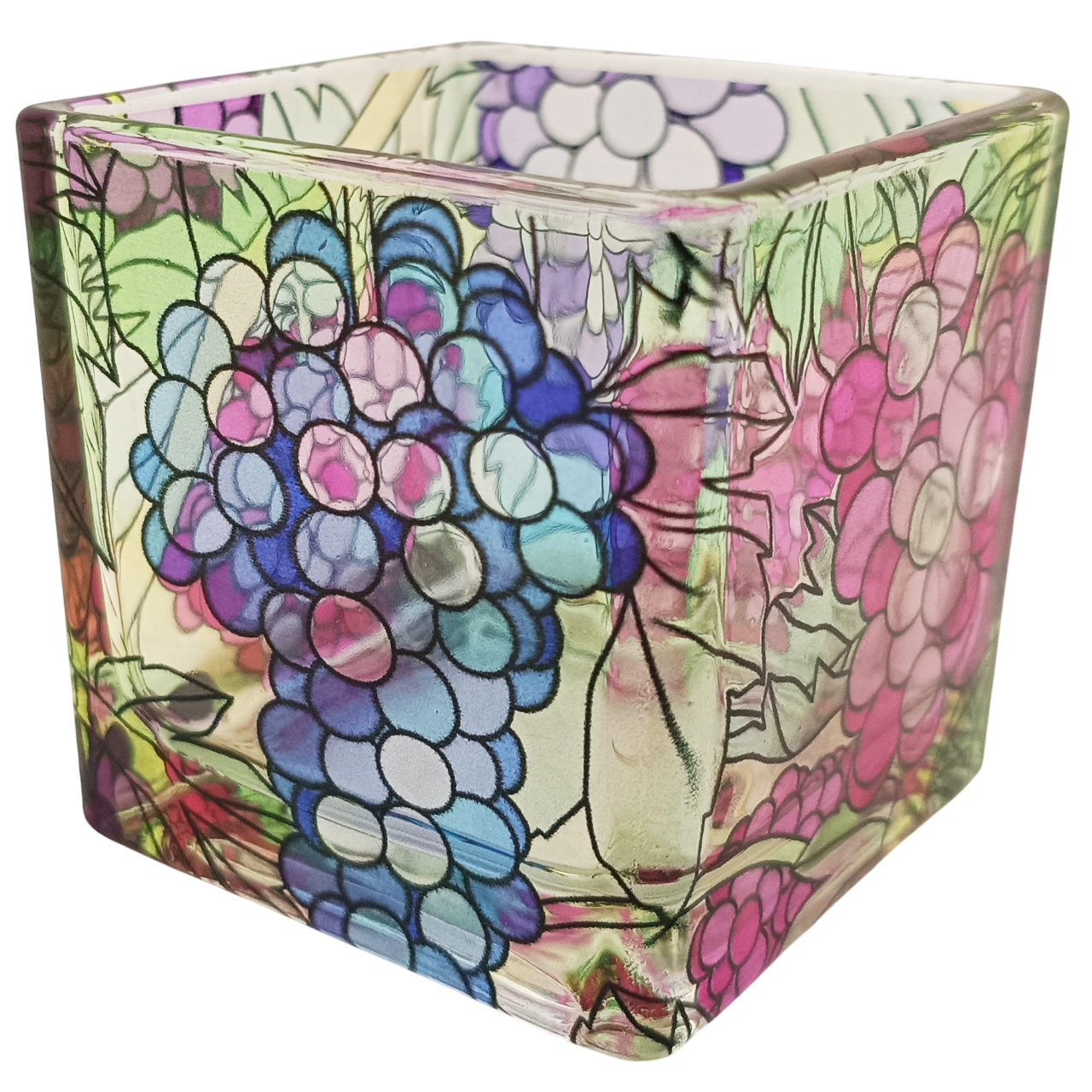 ステンドグラス風キャンドルホルダー6cmブルーバードMTL009