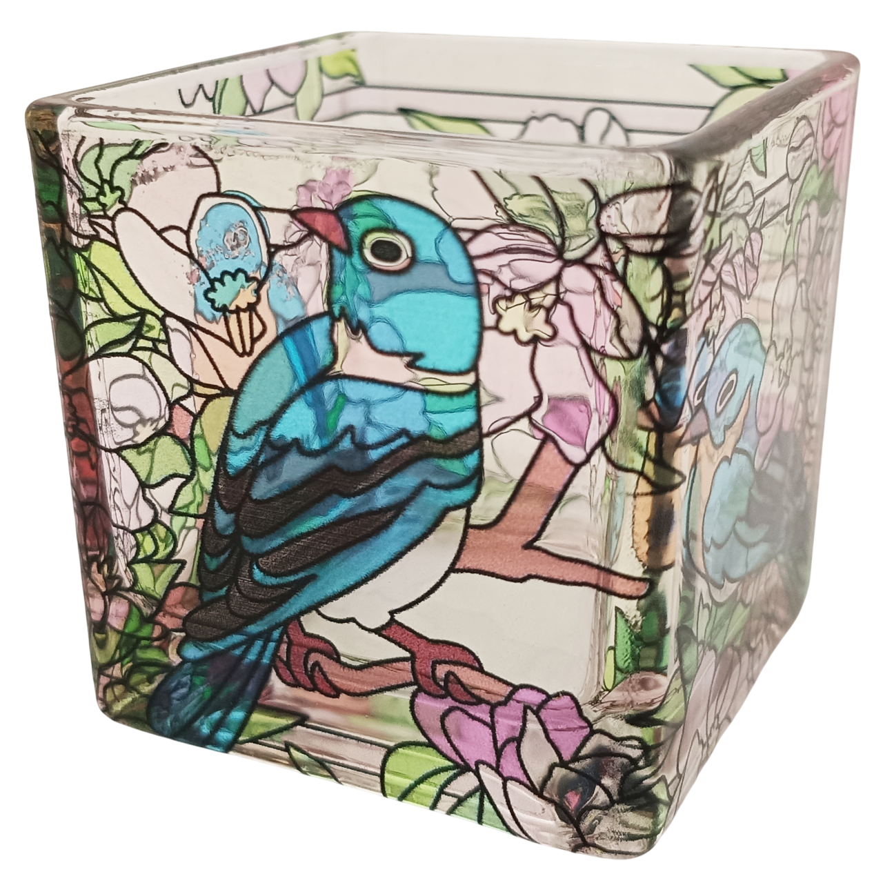 ステンドグラス風キャンドルホルダー6cmエンジェルMTL014