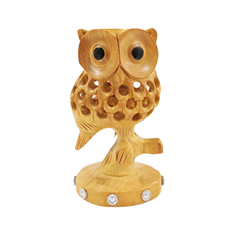 Indian wooden owl figurine