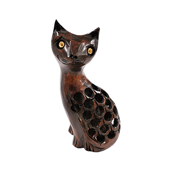 Indian wooden figurine cat