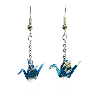 Japanese-made origami crane earrings
