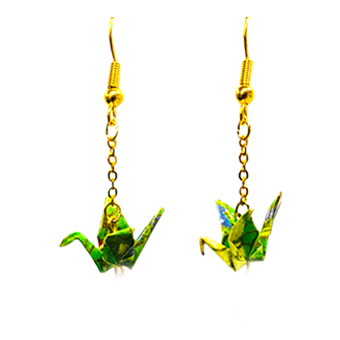Japanese-made origami crane earrings