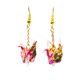 Japanese-made origami crane earrings