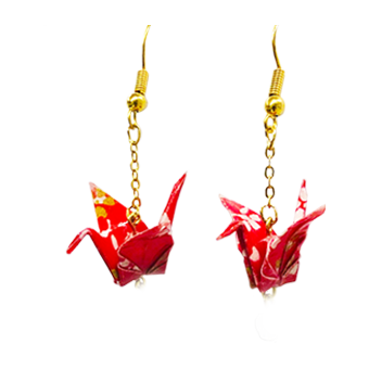 Japanese-made origami crane earrings