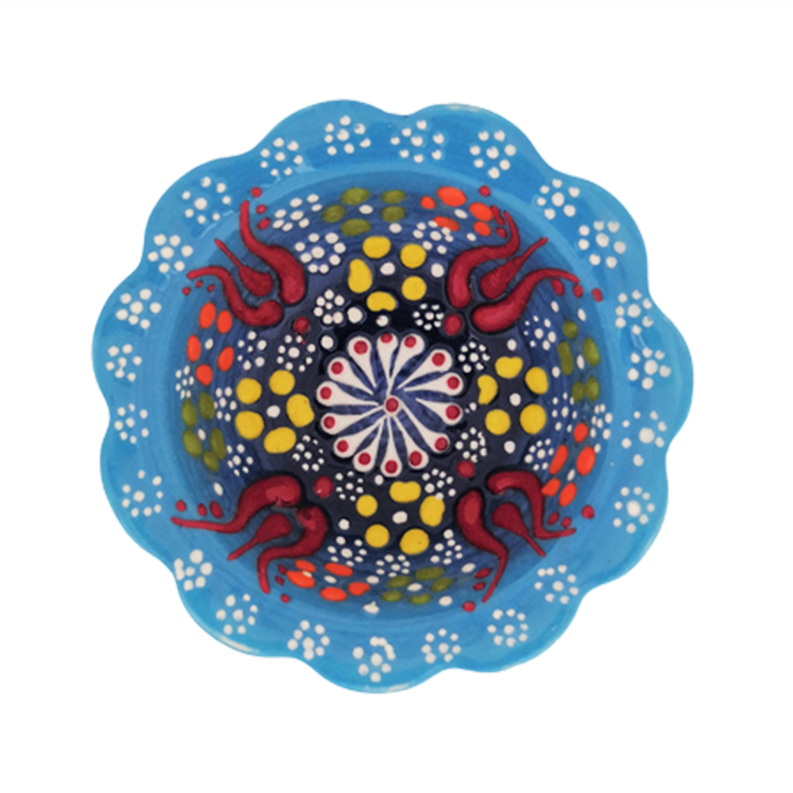 Turkish Pottery Mini Bowl Flower Shape 8cm TU12