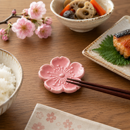 陶器製箸置 桜