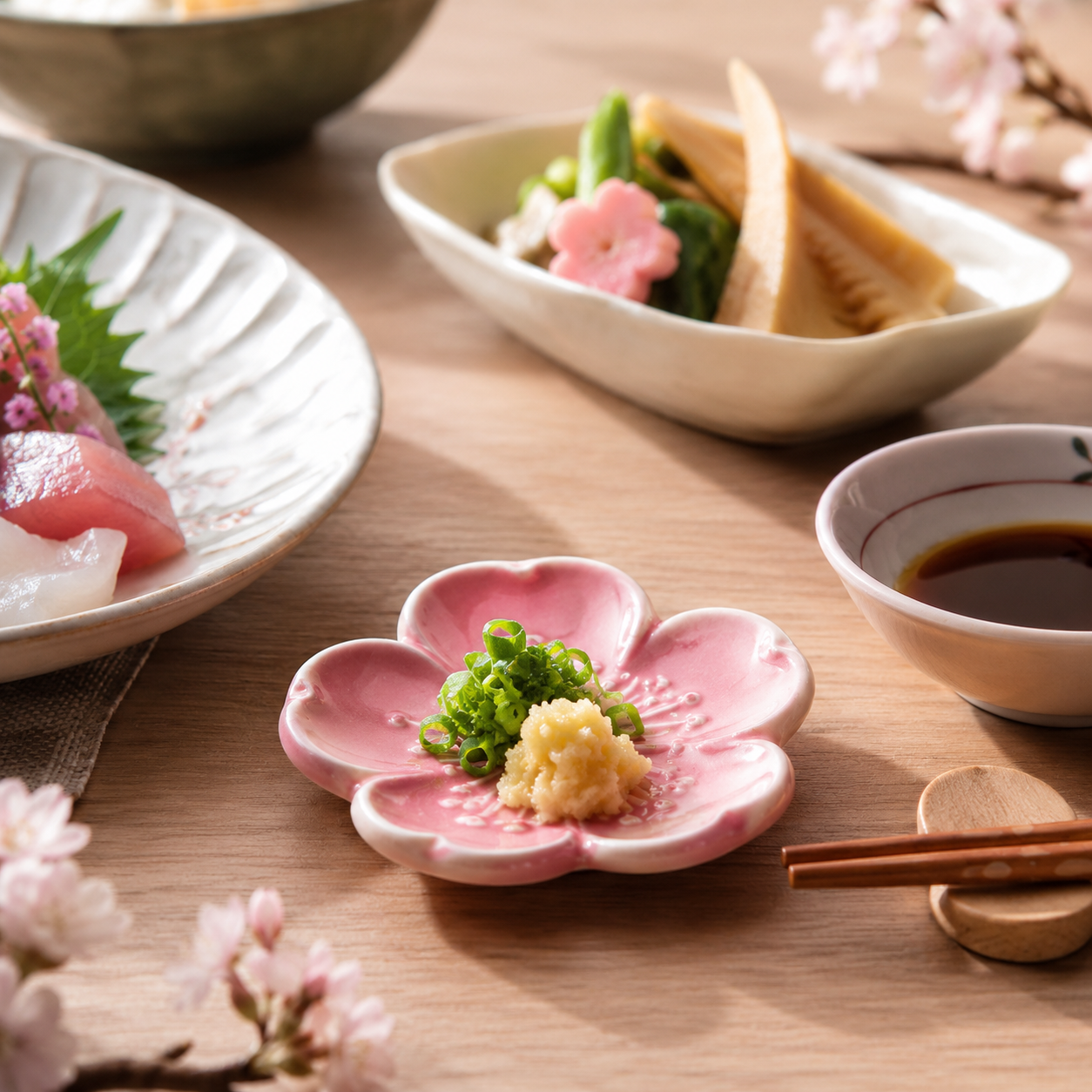 陶器製箸置 桜